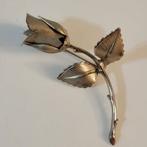 Vintage Giovanni Rose Brooch Italy Silvertone